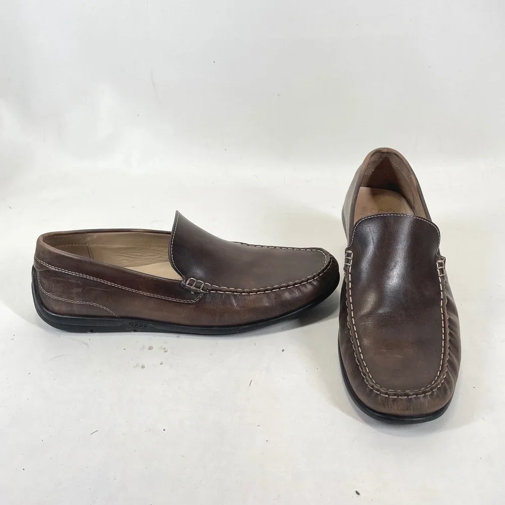ECCO Classic Moc 2.0 Mens Brown Leather Driving Loafers EU 47 US 13-13.5